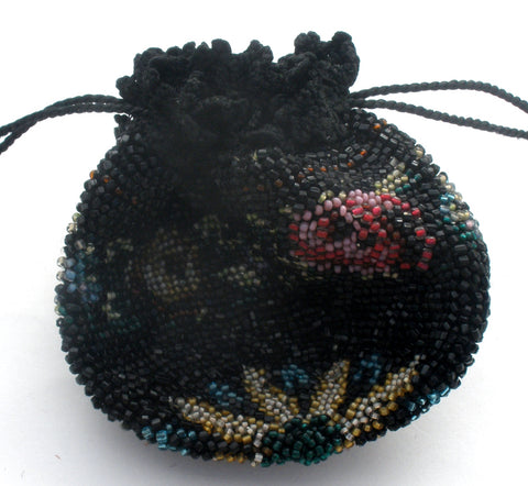 19th Centruy Star Pattern Reticule Beaded Pursette Coin Purse