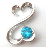 Alwand Vahan Blue Topaz Heart Pendant Sterling Silver - The Jewelry Lady's Store
