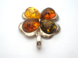 Amber Four Leaf Clover Pendant Sterling Silver - The Jewelry Lady's Store