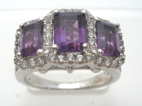 Amethyst CZ Ring Sterling Silver Size 6