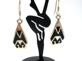 Aztec Style Black Enamel Earrings Sterling Silver - The Jewelry Lady's Store