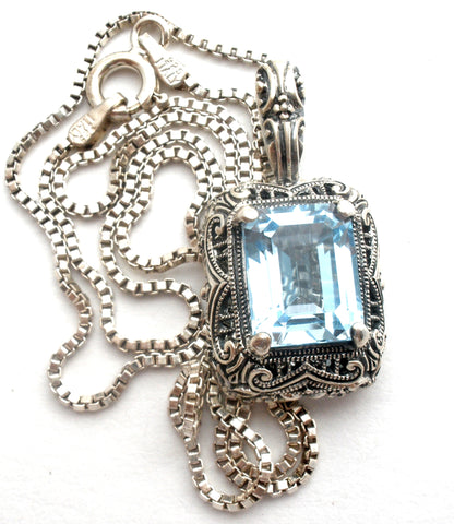 Blue Topaz Sterling Silver Necklace 18"