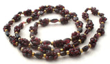 Bohemian Garnet & Gold Bead Necklace 28" - The Jewelry Lady's Store