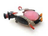 Coro Mr. Penguin Fur Clip Pink Jelly Belly Vintage - The Jewelry Lady's Store