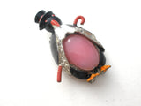 Coro Mr. Penguin Fur Clip Pink Jelly Belly Vintage - The Jewelry Lady's Store