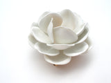 Crown Trifari White Enamel Flower Brooch Pin - The Jewelry Lady's Store