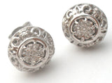 Diamond Earrings Sterling Silver Studs - The Jewelry Lady's Store