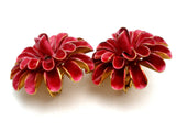 Fuchsia Pink Enamel Flower Earrings Vintage - The Jewelry Lady's Store