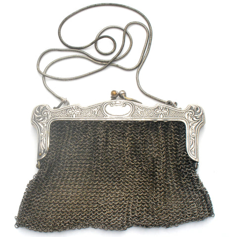 German Silver Chainmail Purse Handbag