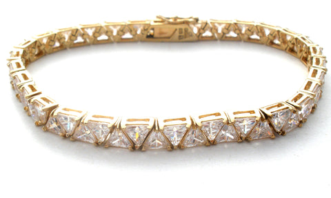 Gold Plated Clear Cubic Zirconia Tennis Bracelet