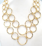 Gold Tone Circle Link Necklace & Earrings Set Vintage - The Jewelry Lady's Store