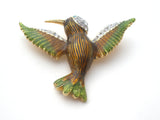 Guilloche Enamel Hummingbird Brooch Pin - The Jewelry Lady's Store