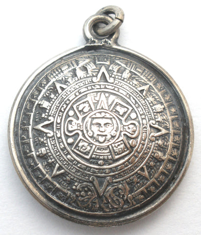 Mayan Calendar Charm / Pendant Sterling Silver Vintage
