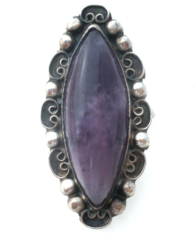 Mexican Amethyst Knuckle Ring Sterling Silver
