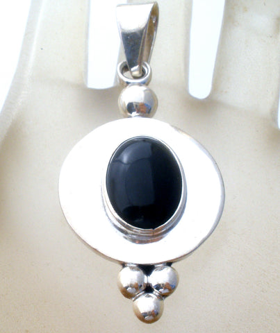 Mexican Black Onyx Pendant Sterling Silver