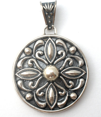 Mexican Samara Medallion Pendant Sterling Silver