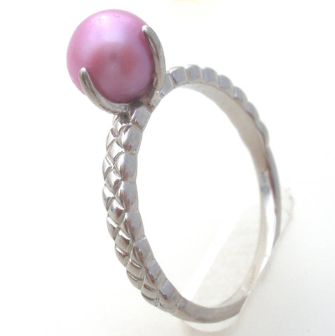 Pink Pearl Ring Sterling Silver Size 8