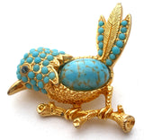 Sphinx Blue Bird Jelly Belly Brooch Pin Vintage - The Jewelry Lady's Store