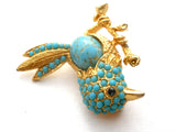 Sphinx Blue Bird Jelly Belly Brooch Pin Vintage - The Jewelry Lady's Store