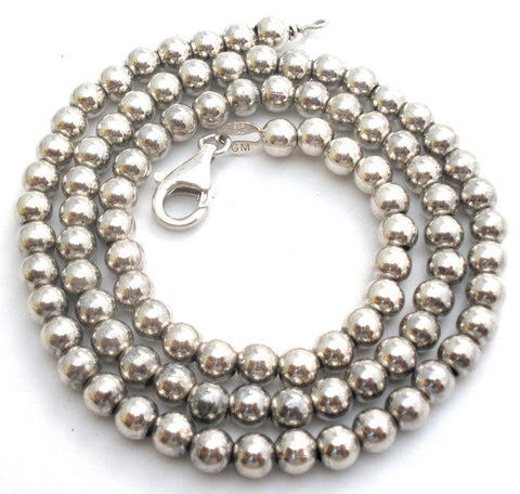 Sterling Silver Pearl Bead Necklace 18"