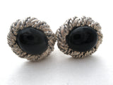 Sterling Silver Post Earrings With Black Stones - The Jewelry Lady's Store