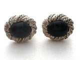 Sterling Silver Post Earrings With Black Stones - The Jewelry Lady's Store