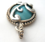 Sterling Silver Turquoise Pendant Slide Vintage - The Jewelry Lady's Store