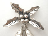 Taxco Holly Berry Brooch With Dangling Bells 925 - The Jewelry Lady's Store