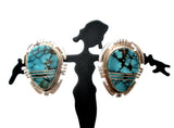 Turquoise Earrings With Sterling Silver Inlay Vintage - The Jewelry Lady's Store
