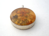 Vintage Amber Pendant With Dried Flowers 925 - The Jewelry Lady's Store