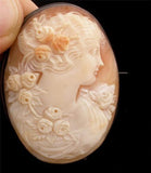 Victorian Cameo Brooch Carved Sterling Silver Frame Antique Pin - The Jewelry Lady's Store