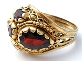 14K Gold Garnet Ring Size 8.5 Vintage - The Jewelry Lady's Store