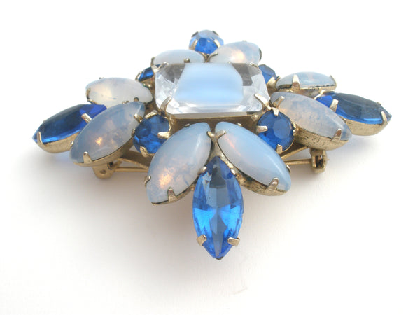 Vintage Dome Brooch hotsell Blue Brooch Something Blue Brooch Wedding Brooch Mid Century Gifts For Her GORGEOUS Givre Glass AB Scalloped Rhinestones