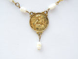 Cherub Coin Freshwater Pearl Necklace Vermeil 925 - The Jewelry Lady's Store