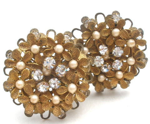DeMario Pearl Flower Earrings Vintage