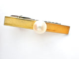 Men's Pearl Silver & Gold Tie Clip/Clasp Vintage - The Jewelry Lady's Store
