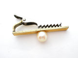 Men's Pearl Silver & Gold Tie Clip/Clasp Vintage - The Jewelry Lady's Store