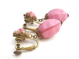 Miriam Haskell Pink Glass Earrings Vintage - The Jewelry Lady's Store