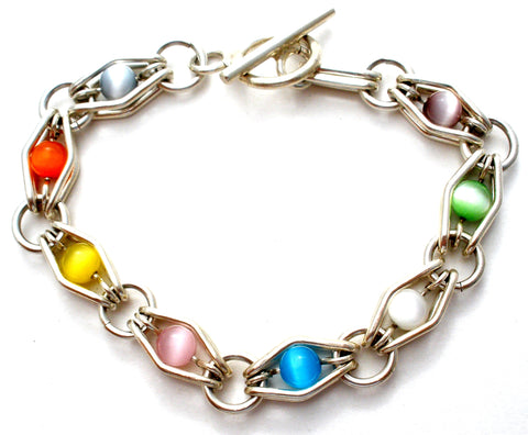 Quality Gold Sterling Silver Multi-color Enamel Ladybugs w/ 1in ext.  Children's Bracelet QG1334-6 - Getzow Jewelers