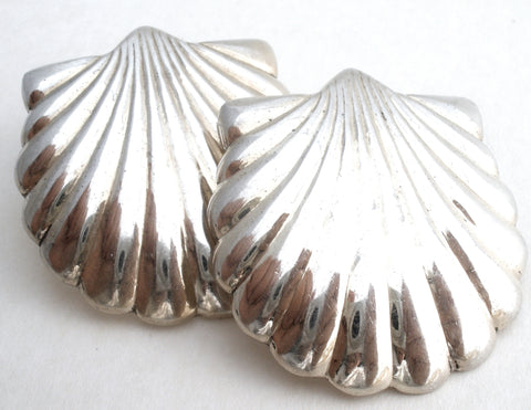 Shell Pierced Earring Sterling Silver Vintage