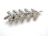 Silver Leaf Hair Clip Pin with Clear Rhinestones - The Jewelry Lady's Store