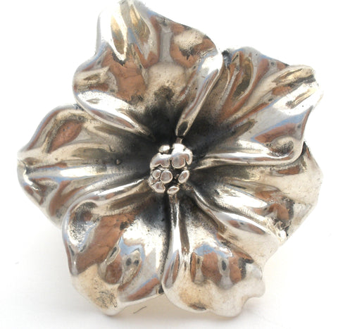 Sterling Silver 3D Flower Ring Size 7