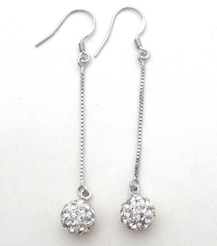 Sterling Silver Clear Cubic Zirconia Ball Earrings