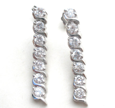Sterling Silver Dangle Cubic Zirconia Earrings