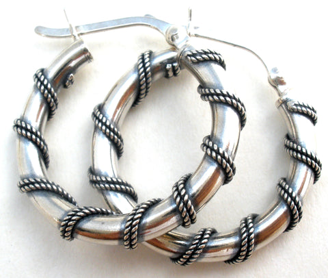 Sterling Silver Wire Wrap Hoop Earrings