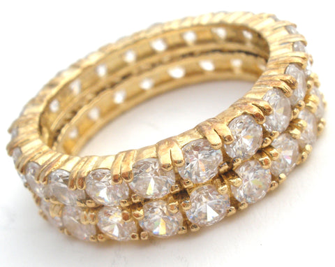 Two Stackable CZ Vermeil 925 Band Rings Size 8.75