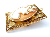 Cameo Pendant Brooch Victorian 10K Yellow Gold - The Jewelry Lady's Store