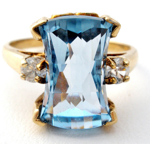 Victorian Blue Topaz & White Sapphire 10K Gold Ring