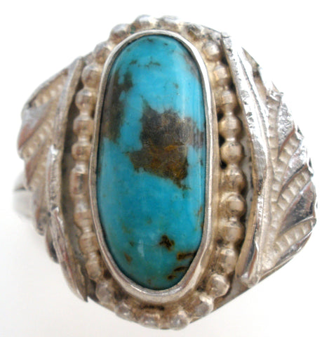 Vintage Turquoise Ring Sterling Silver Size 9