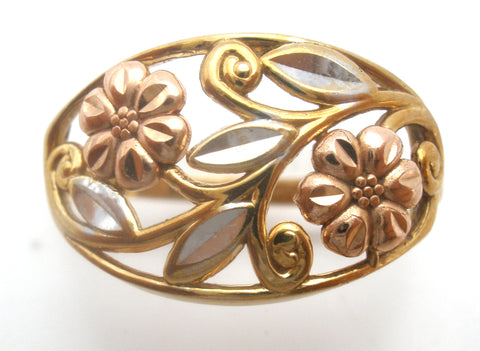10K Black Hills Gold Flower Ring Size 7
